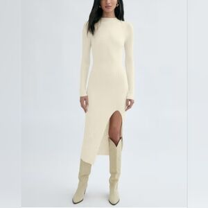 Lalavon Knitted Sweater Dress Size Large Cream Crochet Bohemian Luxury